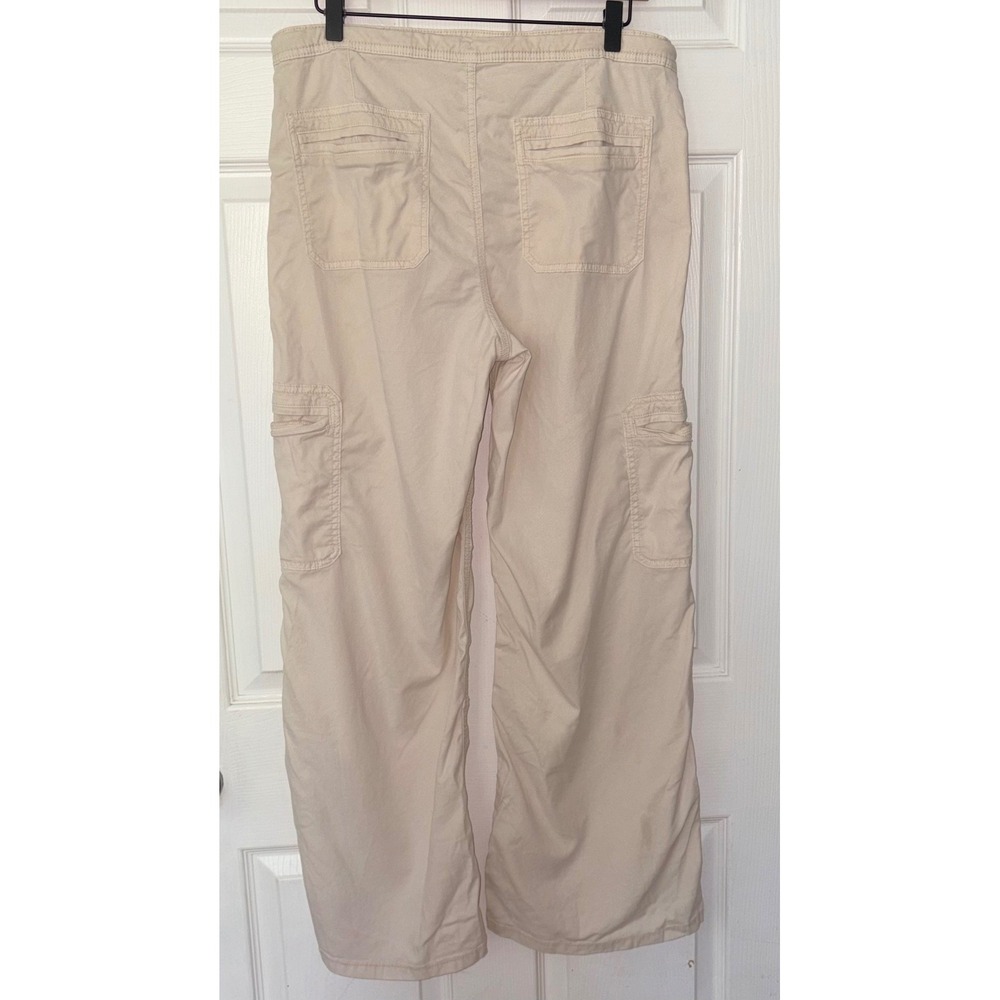 American Eagle Baggy Wide Leg Cargo Pants Sz 12 Tan Twill Lyocell Blend - Picture 3 of 8